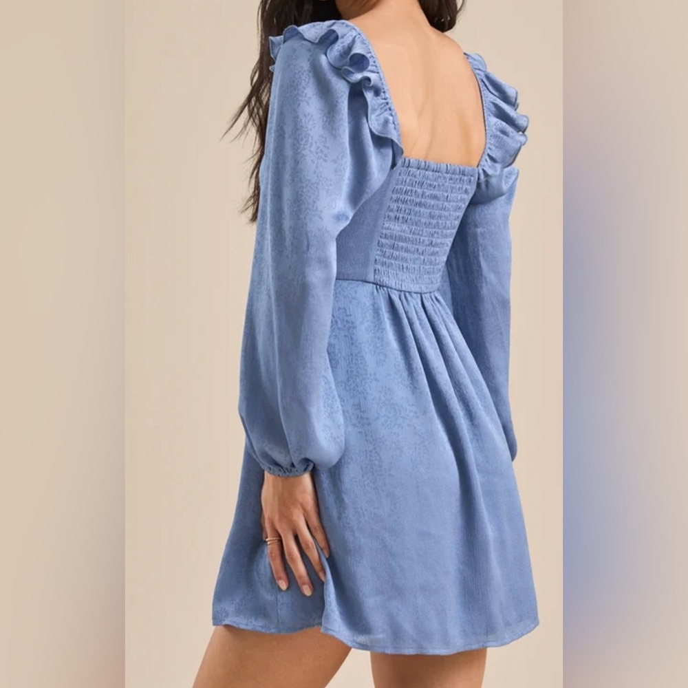 NWOT Altar’d State Harriet Blue Floral Long Sleeve Mini Dress Size S - Picture 7 of 9